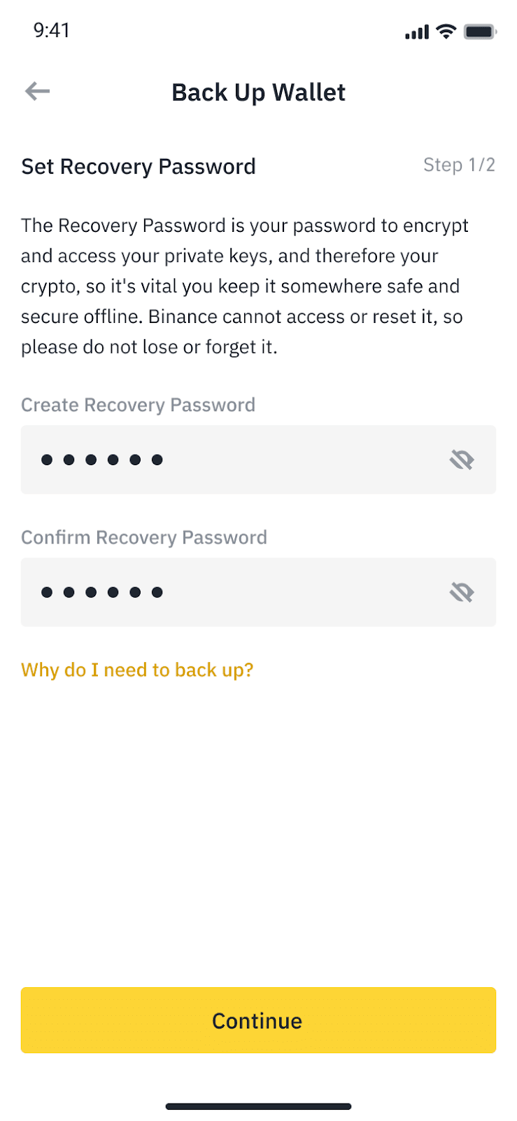 backup recovery password